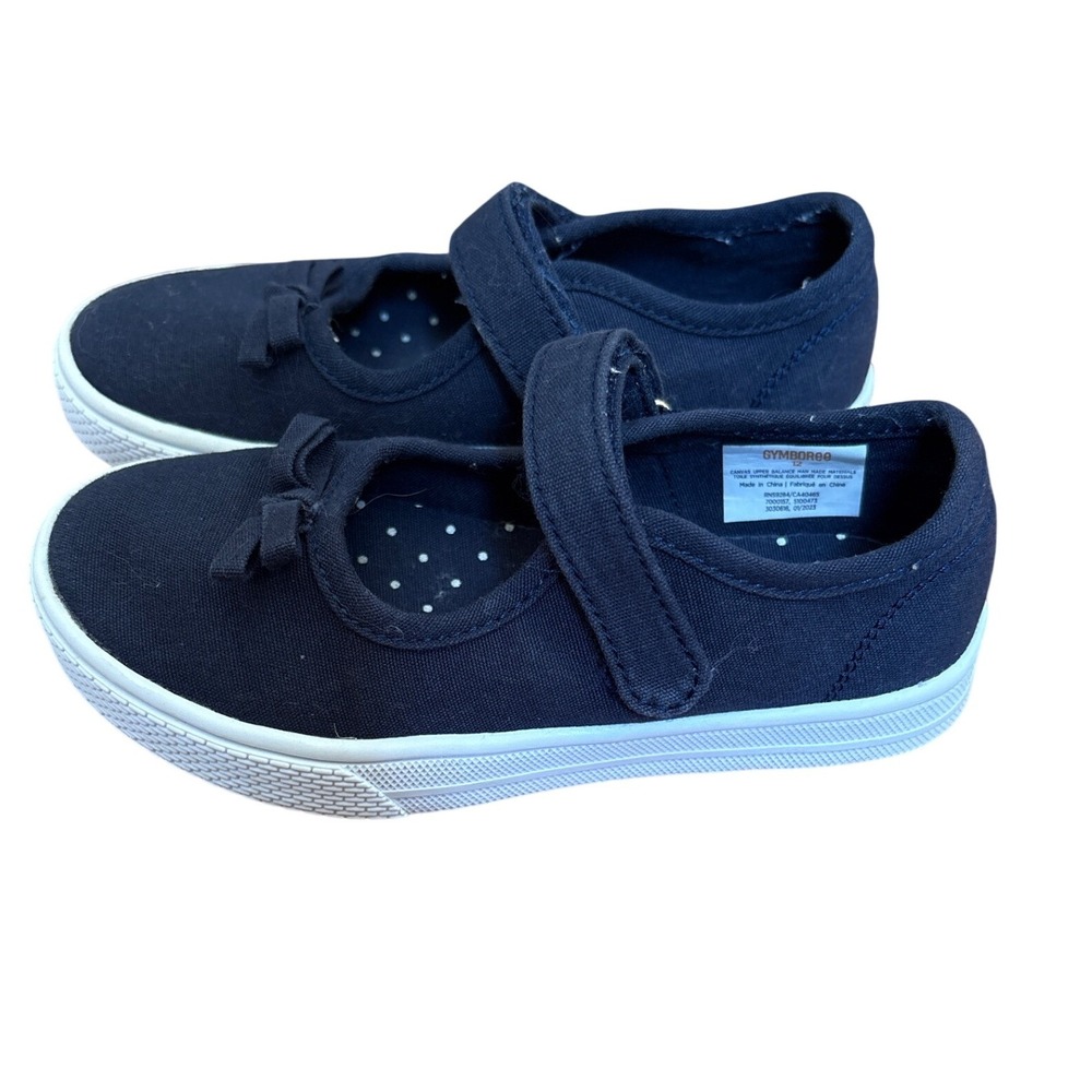 Gymboree Mary Jane Sneakers Kids Navy Blue Canvas Bow Strap SIZE 12